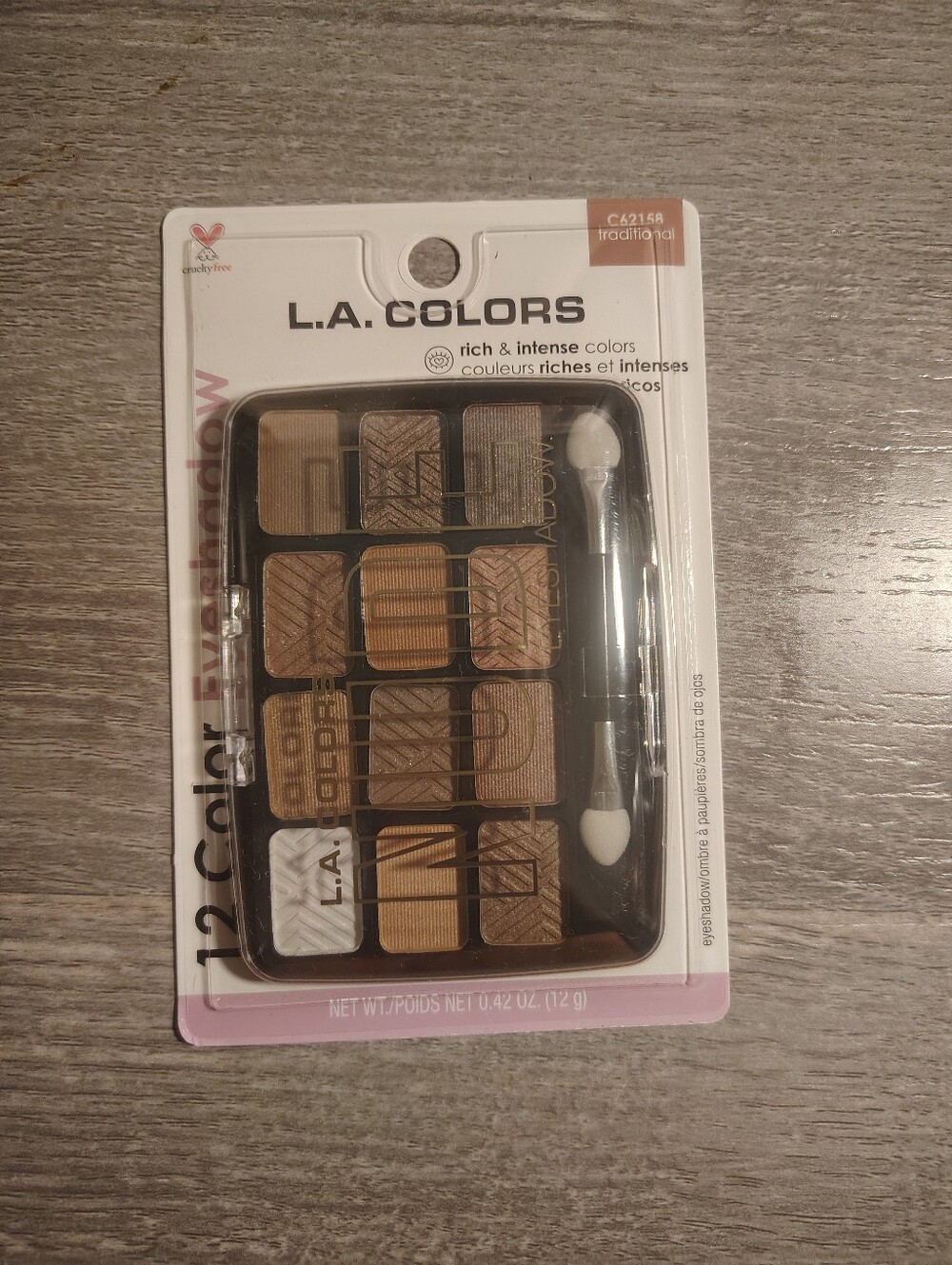 L.A. COLORS 12-Color Eyeshadow Palette - Warm Browns & Golds